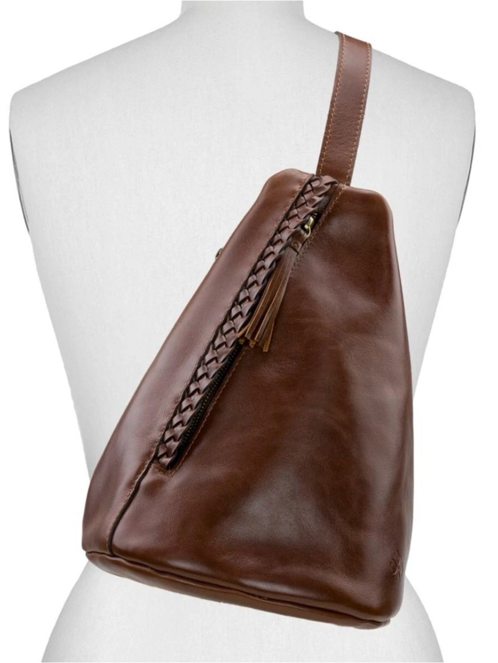 Patricia Nash IVA Nell Leather Sling with Braided Detail - brown